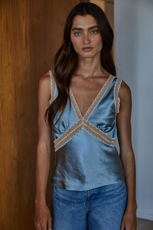 CELESTE LACE SATIN TOP